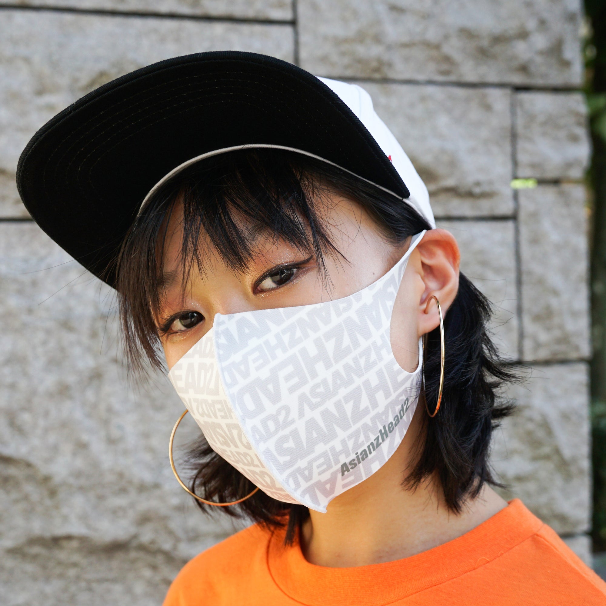ミネラル マスク ASIANZ HEAD2 ロゴ 総柄ホワイト (20065201)