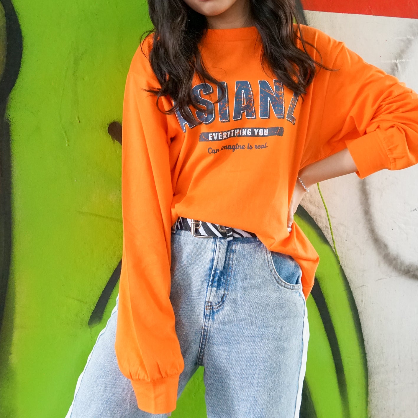 (セール商品)ASIANZ ロゴ ロングスリーブ Tシャツ